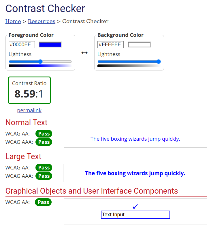 WebAIM's colour contrast calculator.